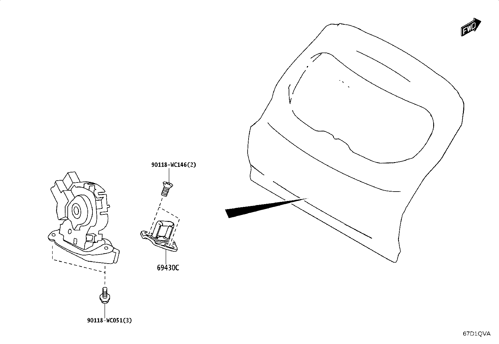 68960-WC008 STAY ASSY, BACK DOOR, LH product image