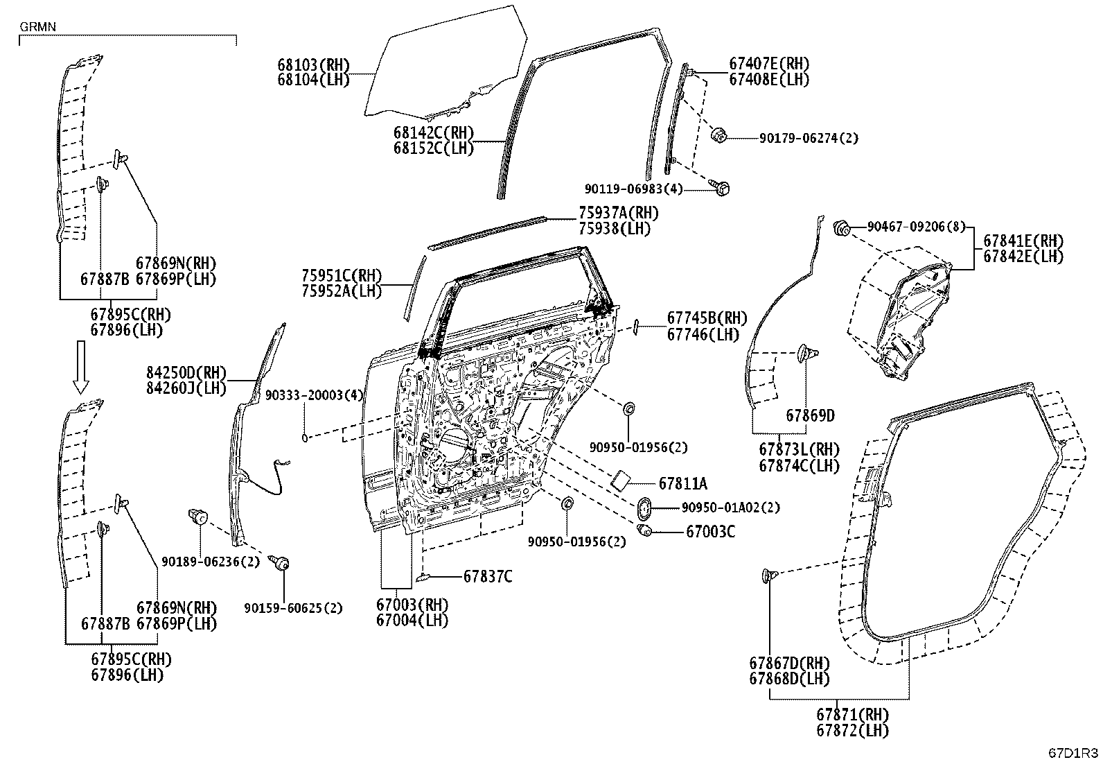 67003-40140 PANEL SUB-ASSY, REAR DOOR, RH product image