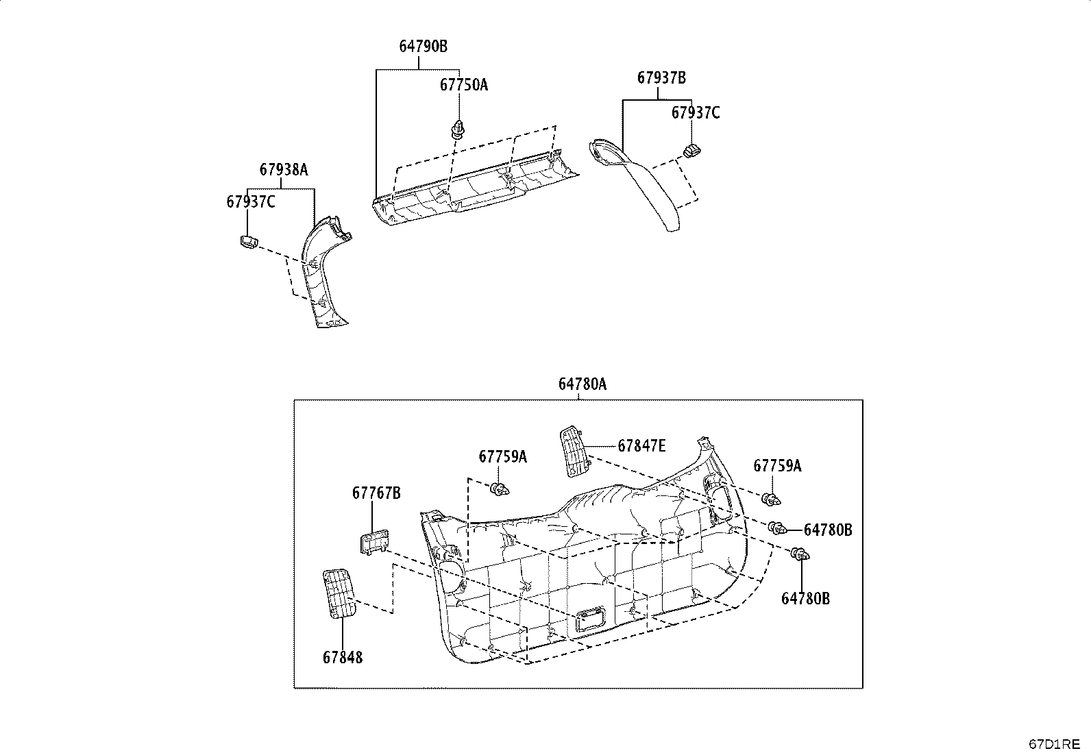 64790-16030-C0 PANEL ASSY, BACK DOOR TRIM, UPPER product image