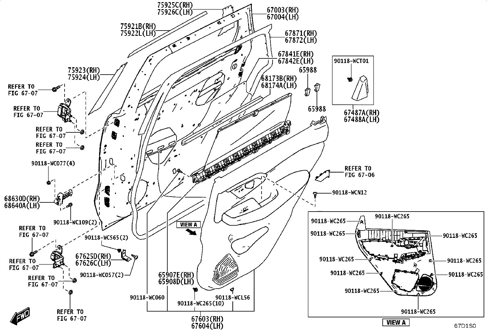 67004-WC010 PANEL SUB-ASSY, REAR DOOR, LH product image