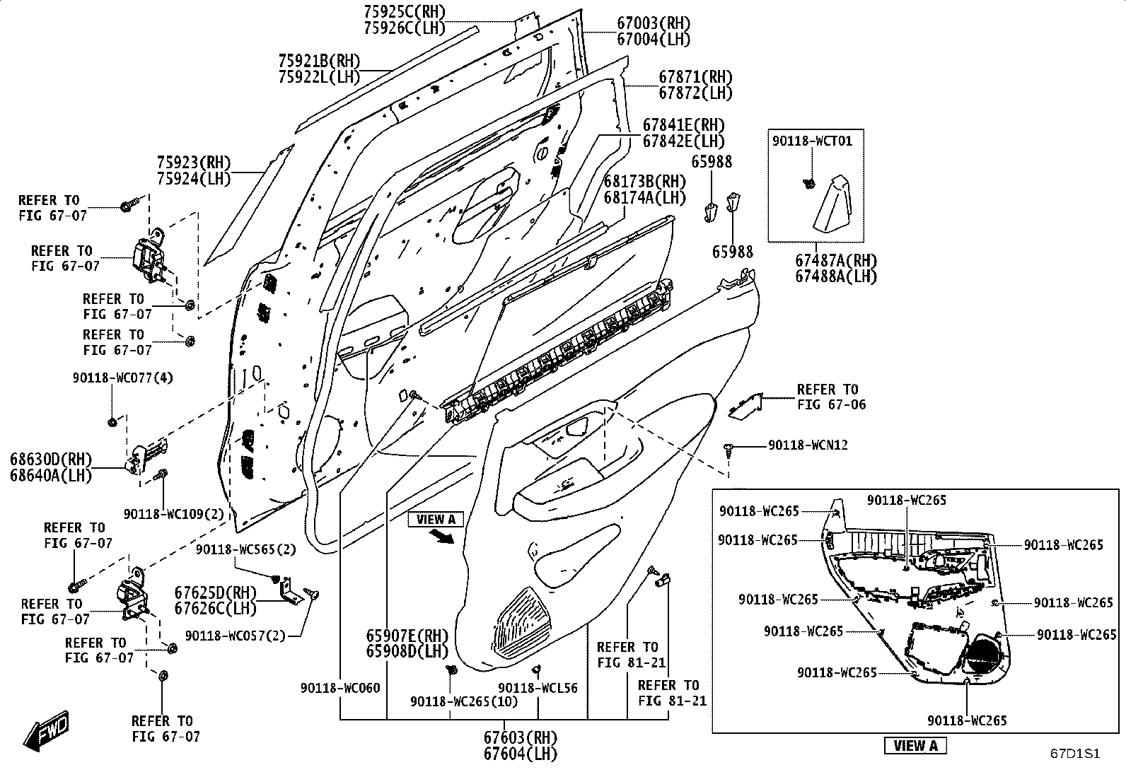 67004-WC010 PANEL SUB-ASSY, REAR DOOR, LH product image