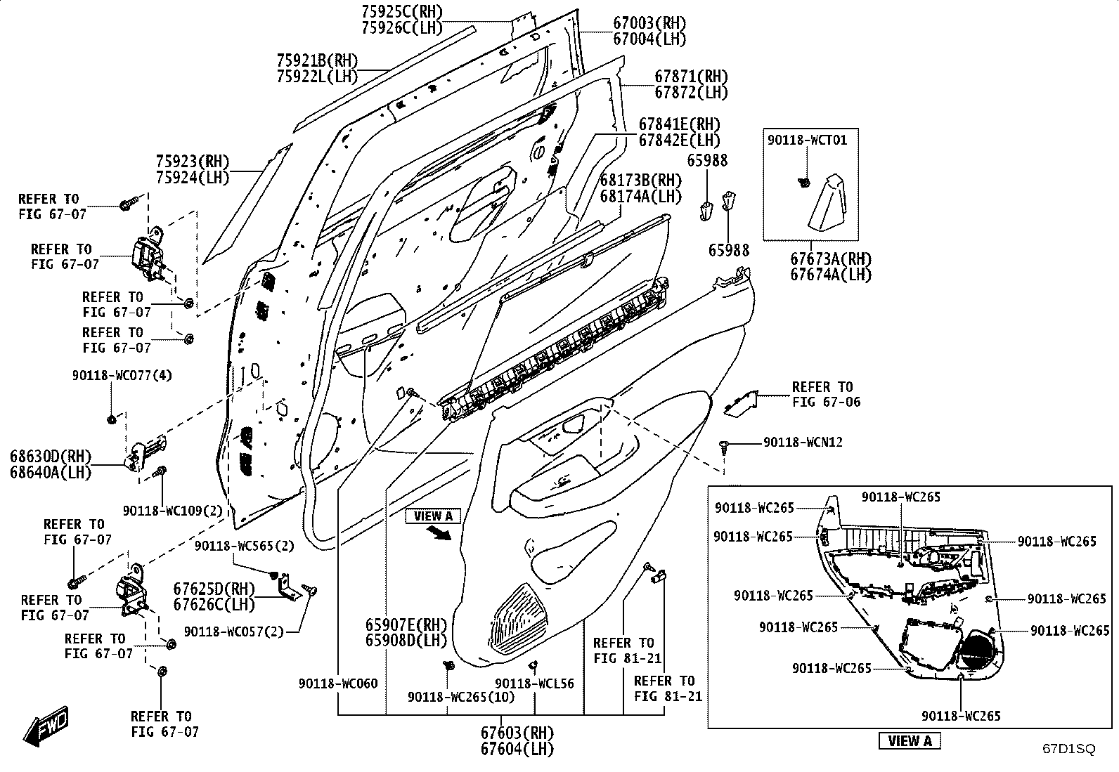 67003-WC015 PANEL SUB-ASSY, REAR DOOR, RH product image