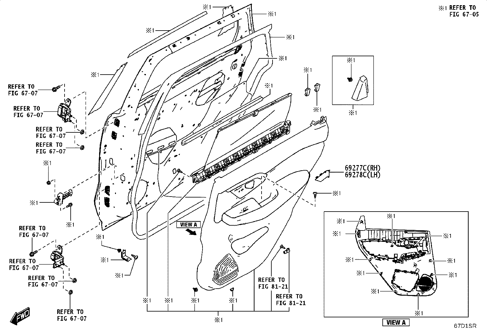 69203-WC004 FRAME SUB-ASSY, REAR DOOR OUTSIDE HANDLE, RH product image
