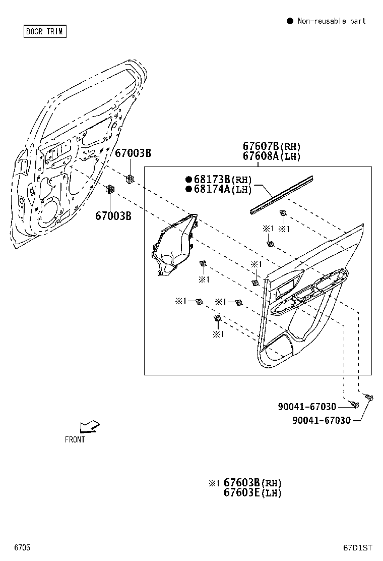 67003-BZ790 PANEL SUB-ASSY, REAR DOOR, RH product image