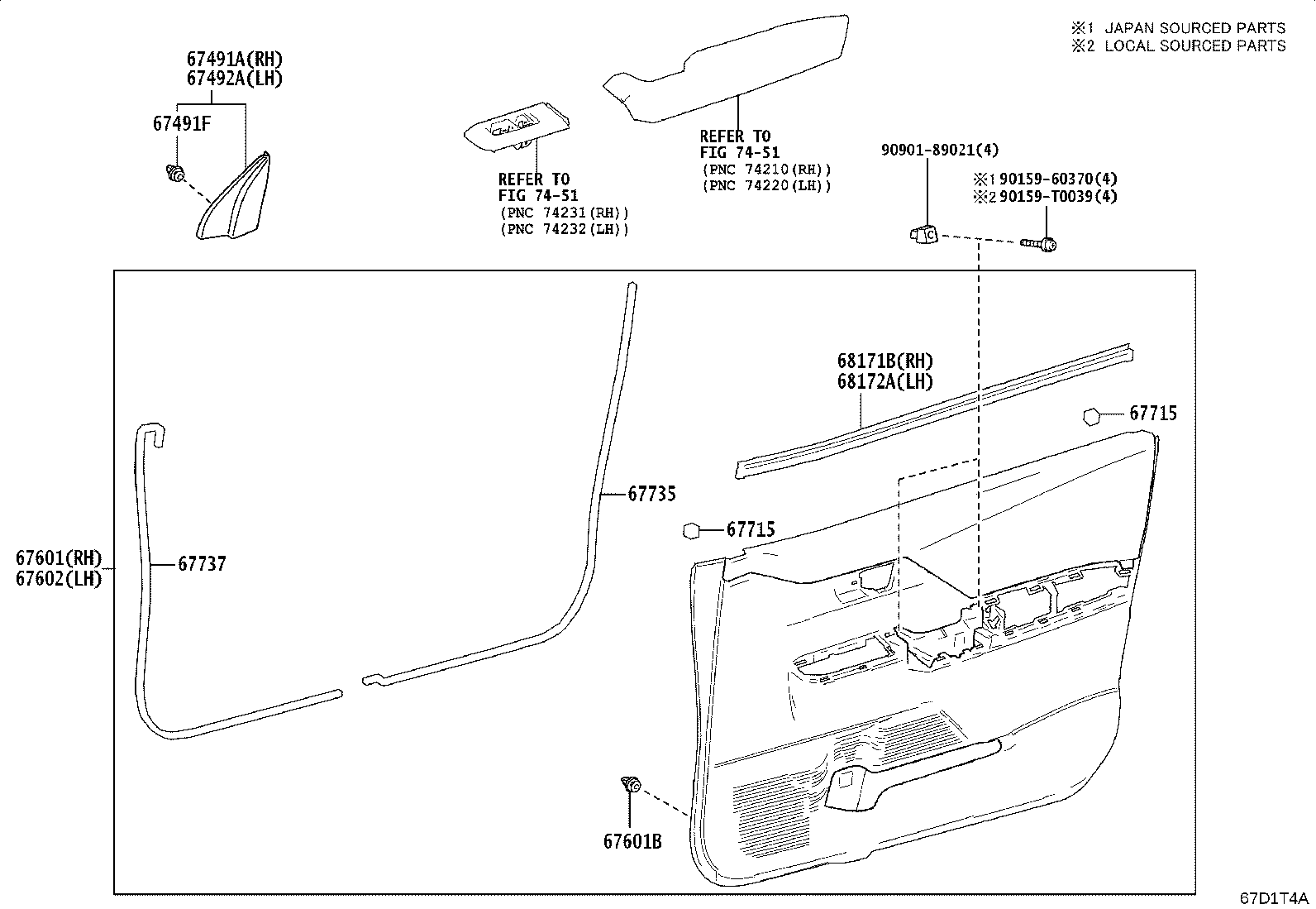 67492-KK080 GARNISH, FRONT DOOR LOWER FRAME BRACKET, LH product image