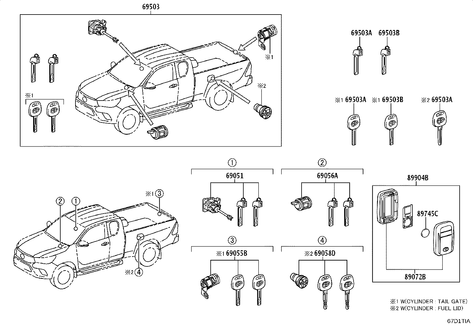 89704-F0C80 CYLINDER SET, LOCK product image