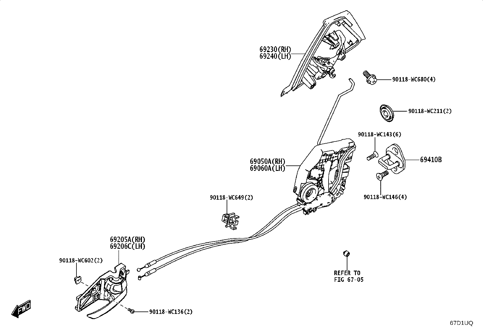 69050-WC028 LOCK ASSY, REAR DOOR W/MOTOR, RH product image