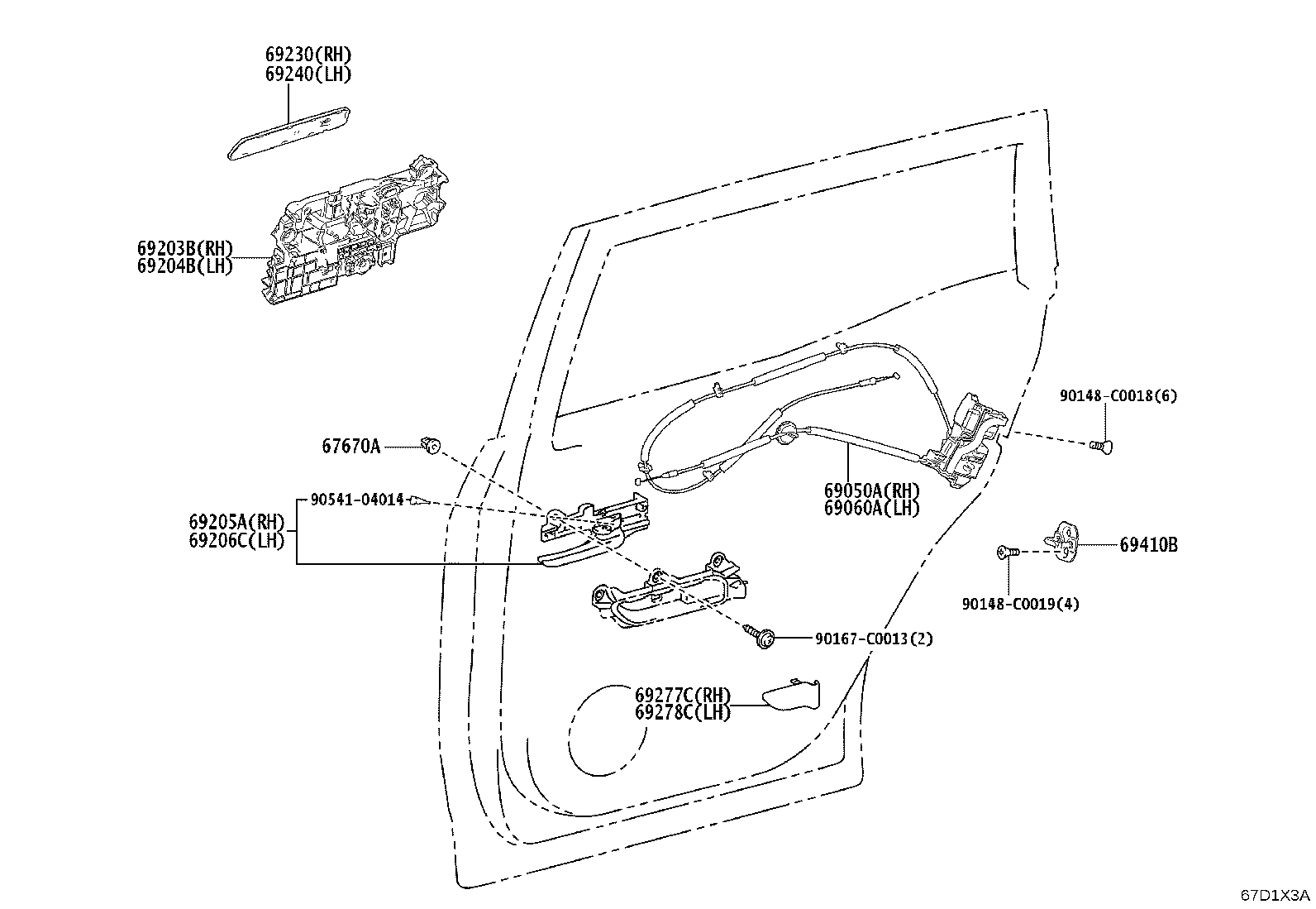 69210-YL040-D1 HANDLE ASSY, REAR DOOR OUTSIDE, LH product image