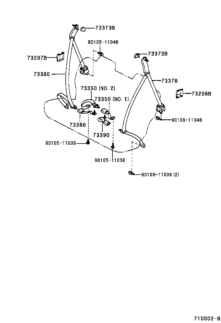 73301-60161-B0 BELT ASSY, REAR SEAT LAP TYPE, CENTER product image