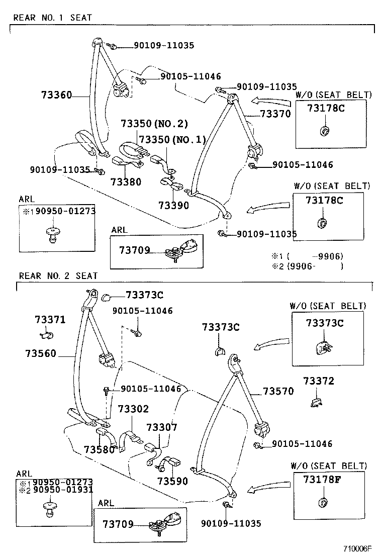 73140-60070-B0 BELT ASSY, FRONT SEAT LAP TYPE, RH product image