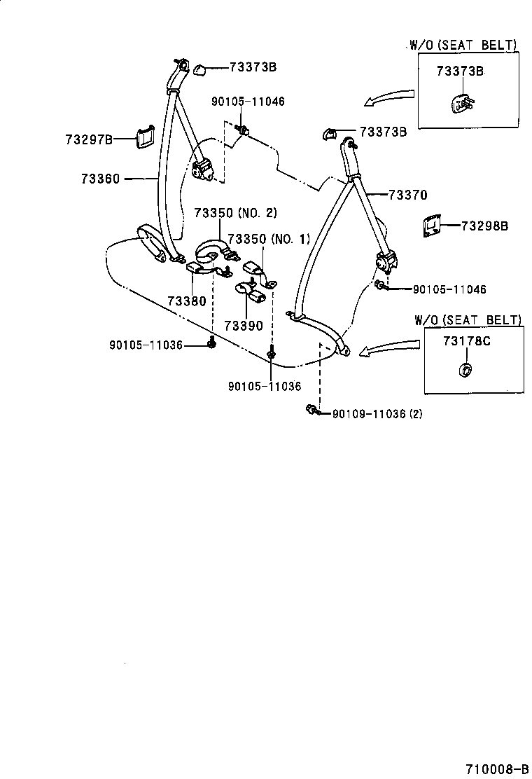 73140-60070-B0 BELT ASSY, FRONT SEAT LAP TYPE, RH product image