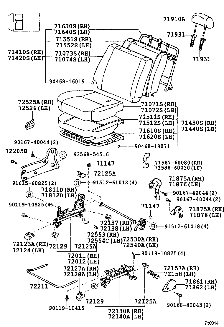 71013-60230 SPRING ASSY, FRONT SEAT BACK, RH(FOR SEPARATE TYPE) product image