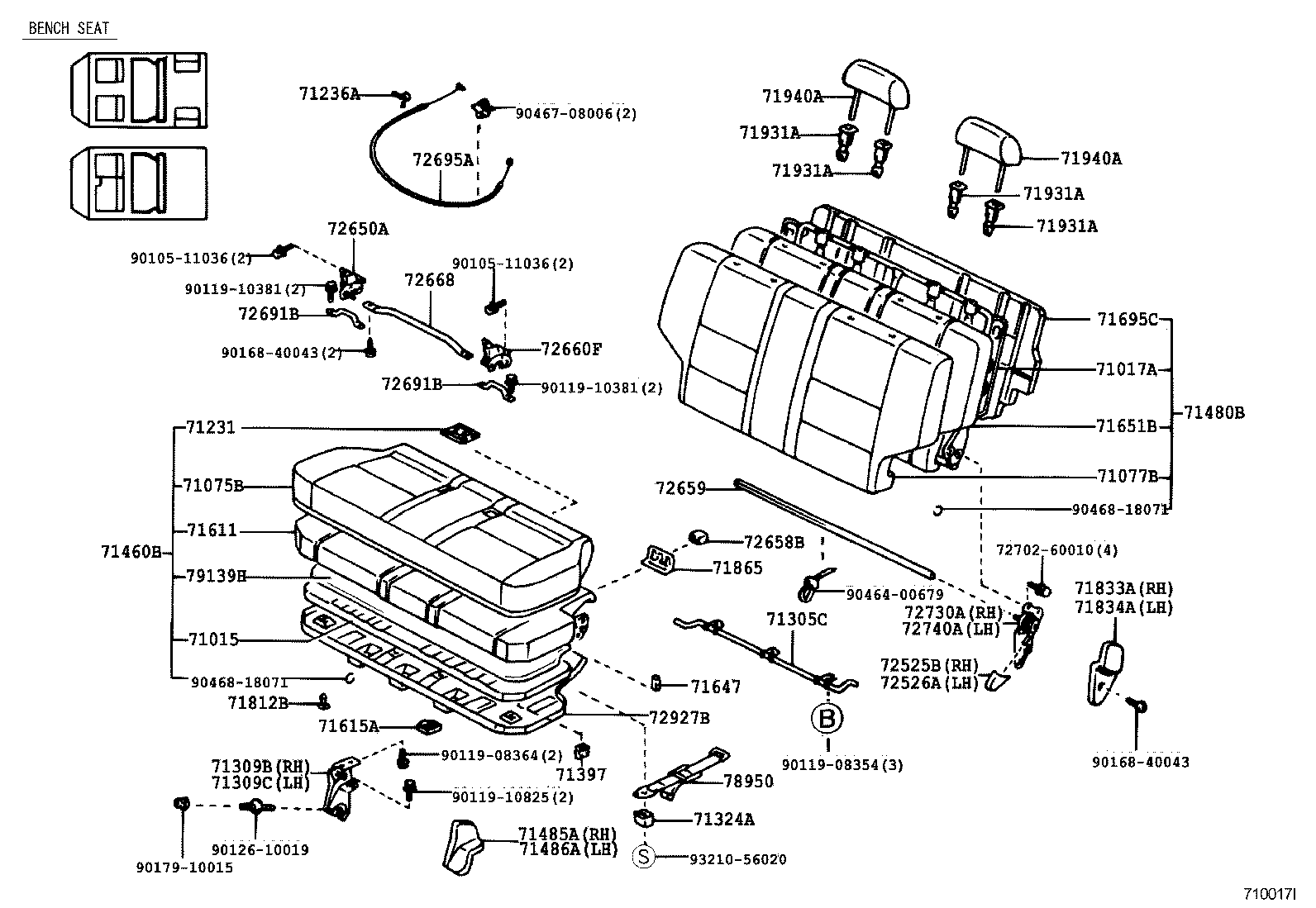 71013-60230 SPRING ASSY, FRONT SEAT BACK, RH(FOR SEPARATE TYPE) product image