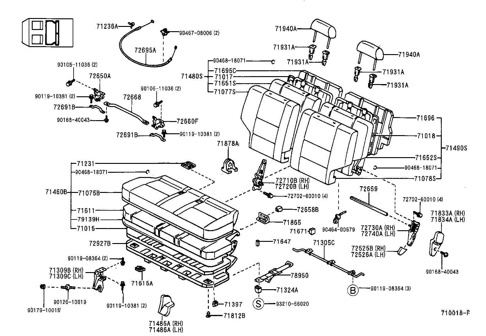 71017-60410 FRAME SUB-ASSY, REAR SEAT BACK, RH product image