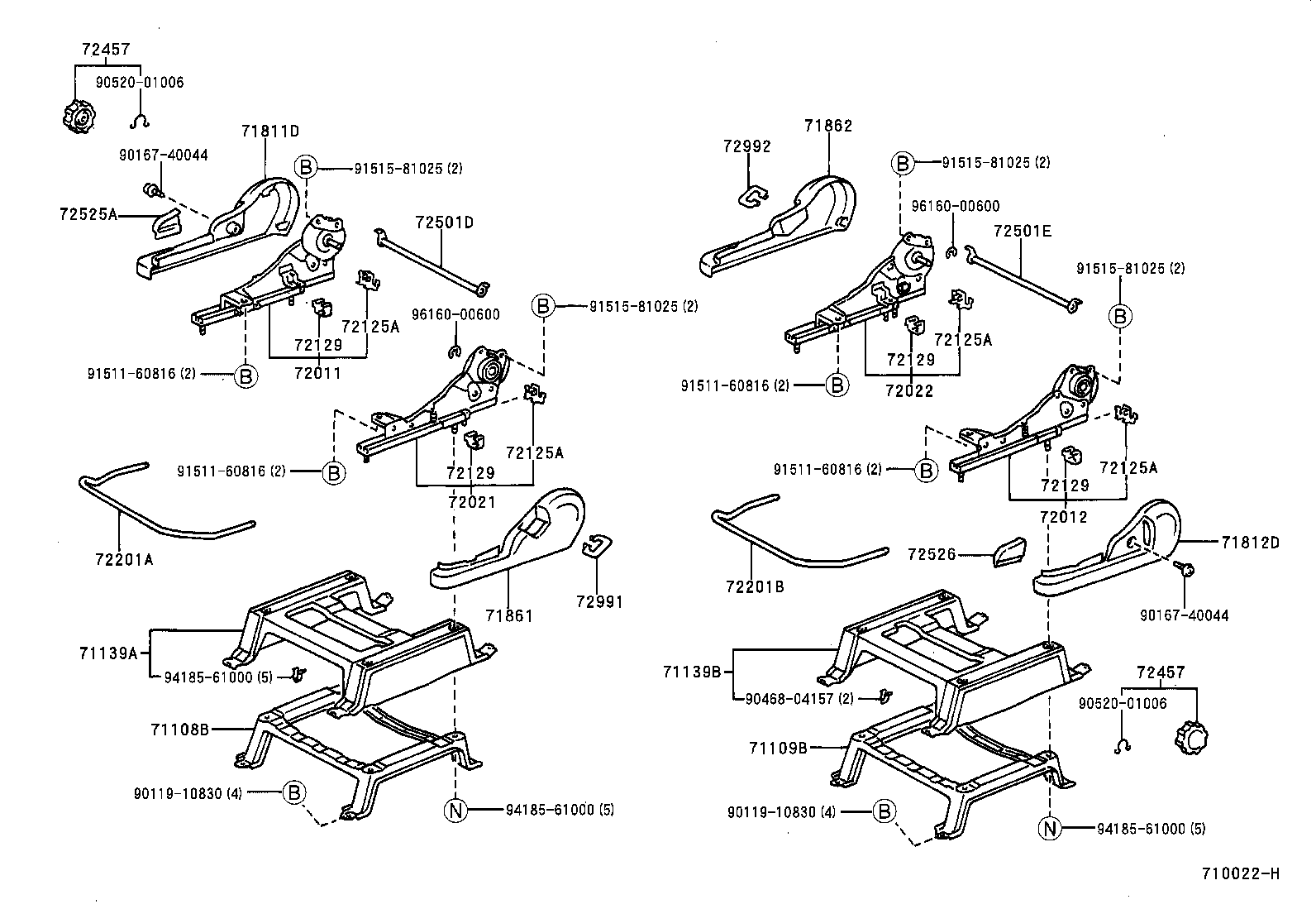71013-44010 FRAME SUB-ASSY, FRONT SEAT BACK, RH product image