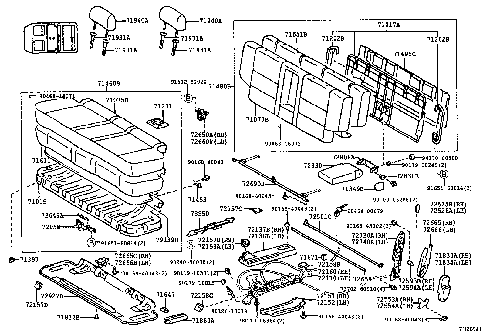 71017-60410 FRAME SUB-ASSY, REAR SEAT BACK, RH product image