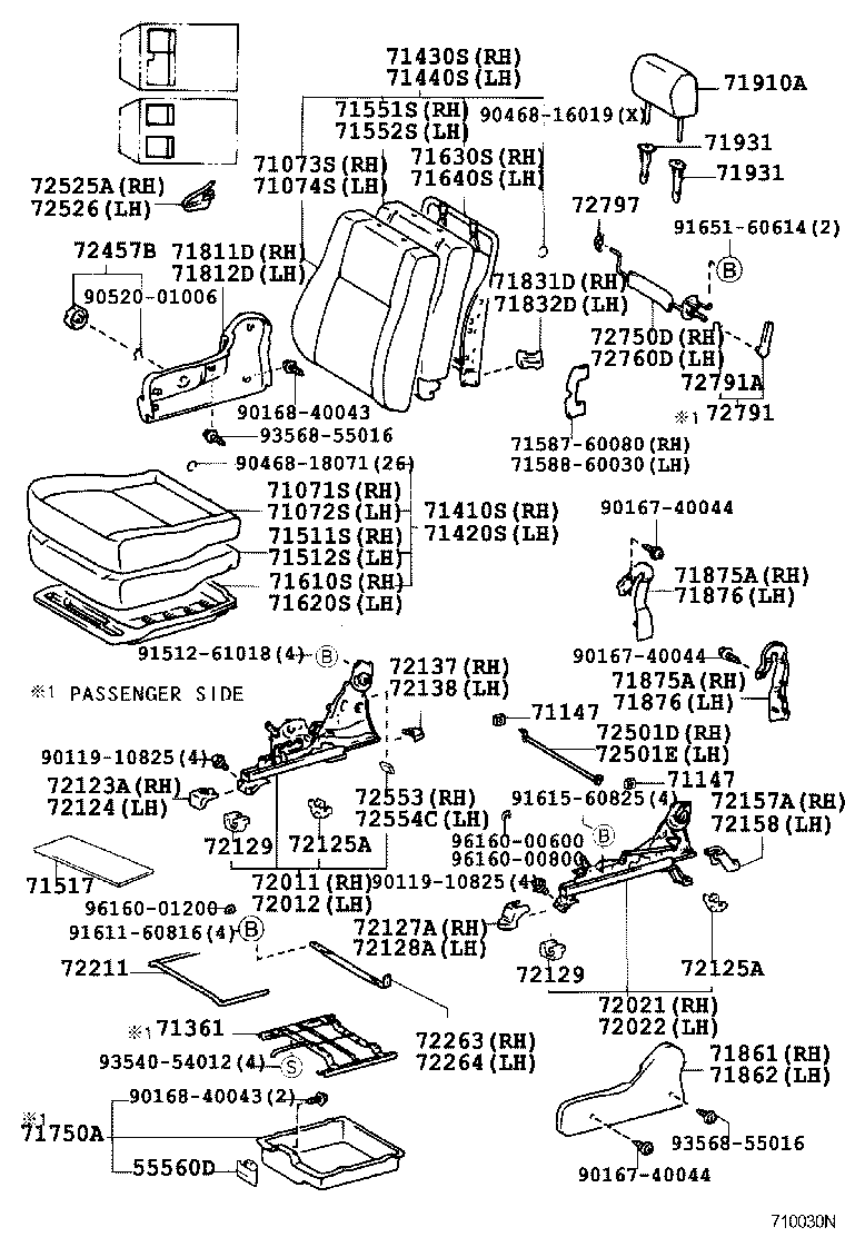71017-60410 FRAME SUB-ASSY, REAR SEAT BACK, RH product image