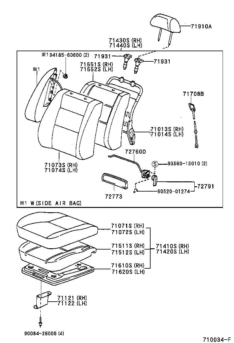 Toyota 71073-AA180-B2 COVER, FRONT SEAT BACK, RH(FOR SEPARATE TYPE)