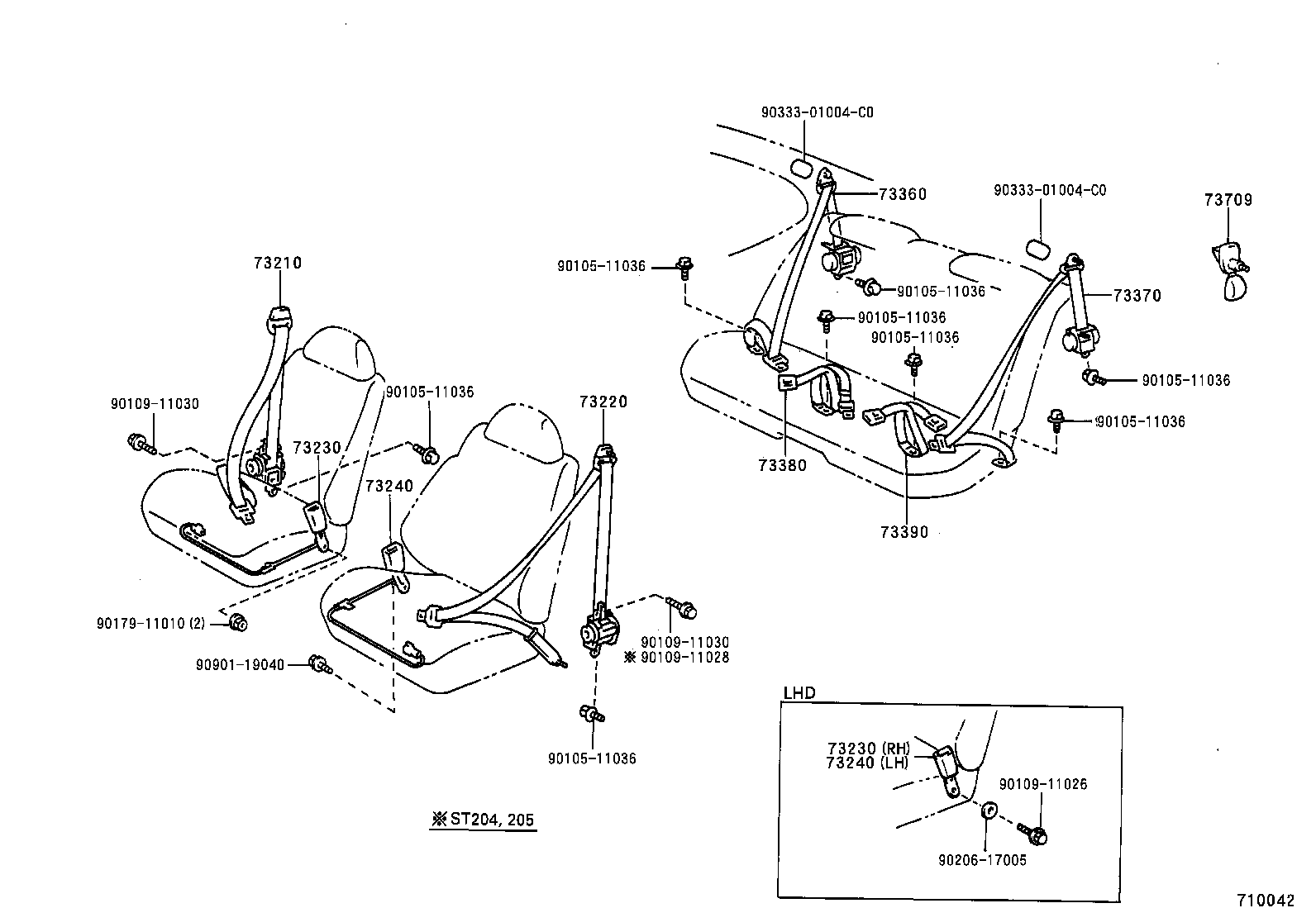 73210-20890-C0 BELT ASSY, FRONT SEAT OUTER, RH product image