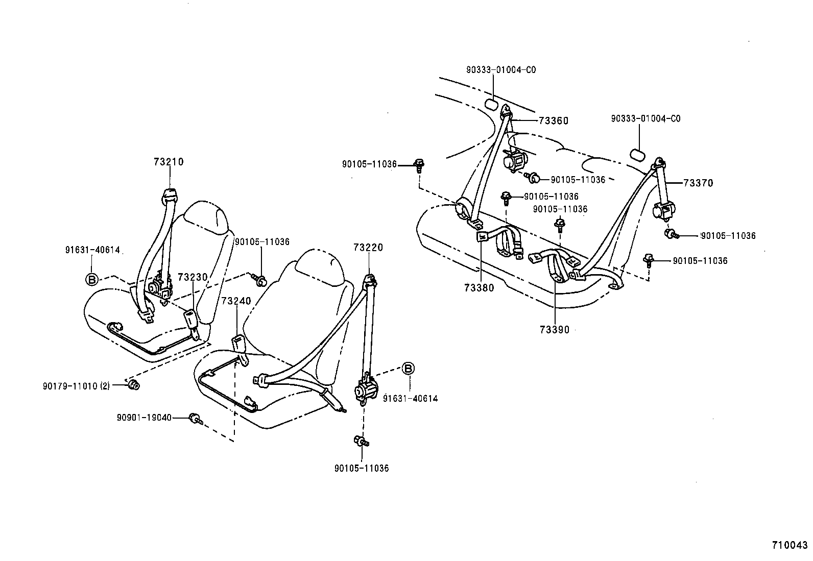 73204-0W020 BELT SET, FRONT SEAT, LH product image