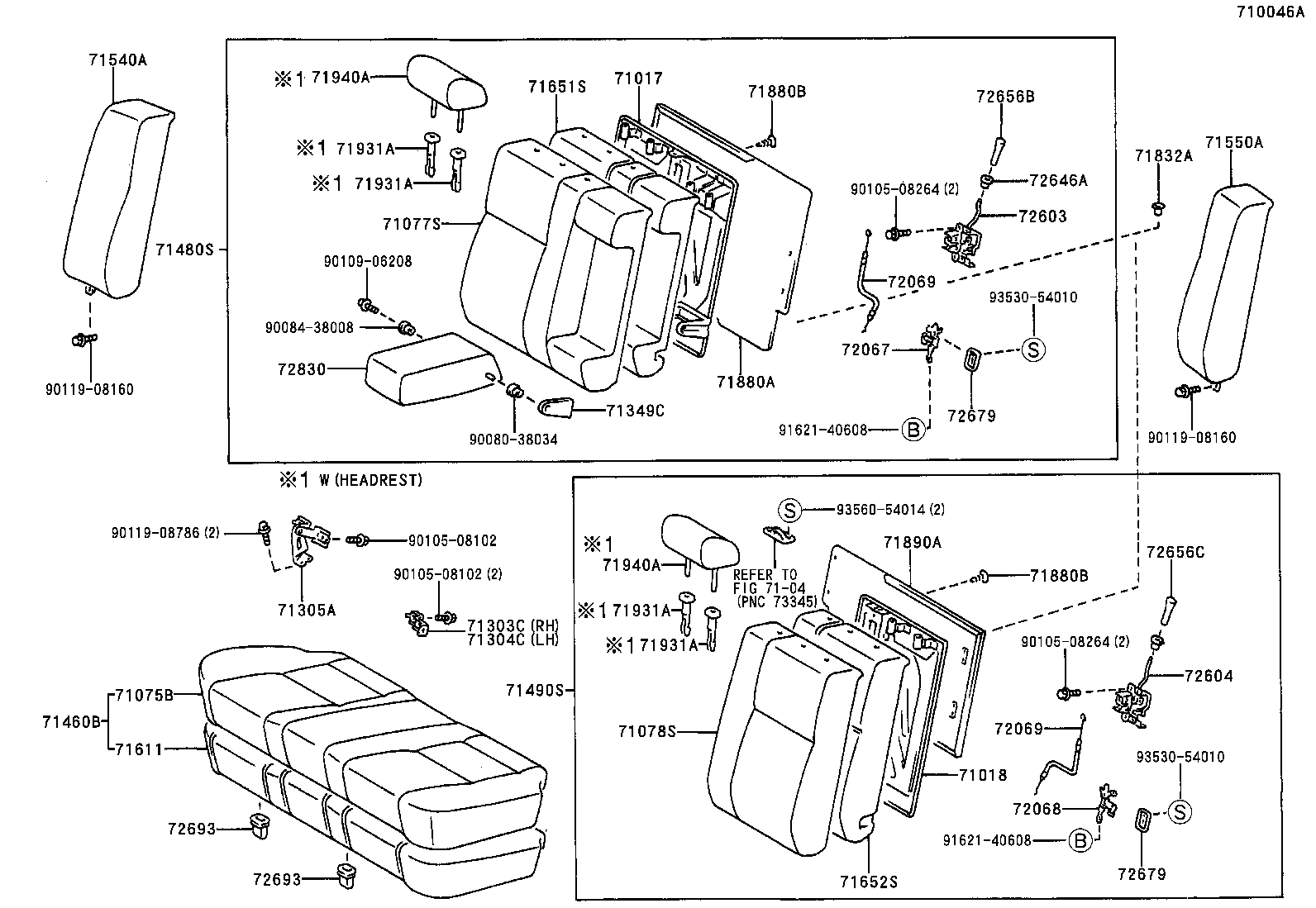 Toyota 71305-AA030 HINGE SUB-ASSY, REAR SEAT BACK, CENTER
