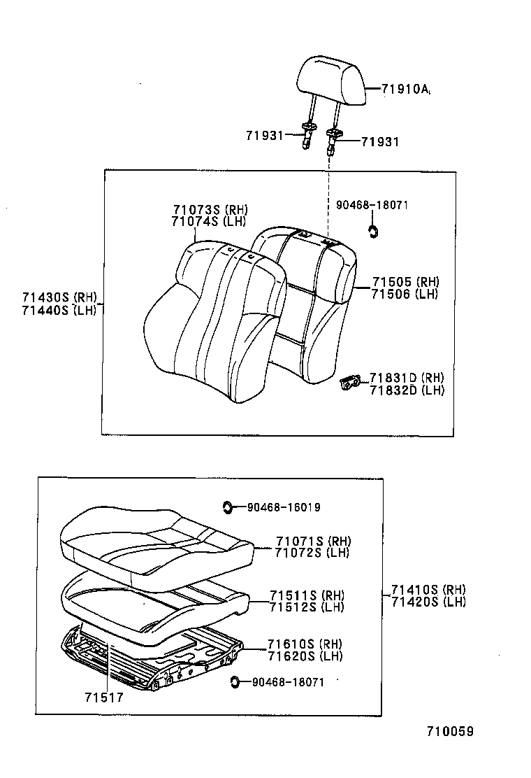 71511-20740 PAD, FRONT SEAT CUSHION, RH(FOR SEPARATE TYPE) product image
