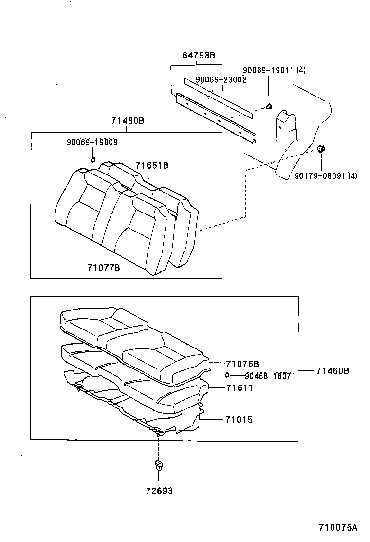 Toyota 71305-20220 HINGE SUB-ASSY, REAR SEAT BACK, CENTER