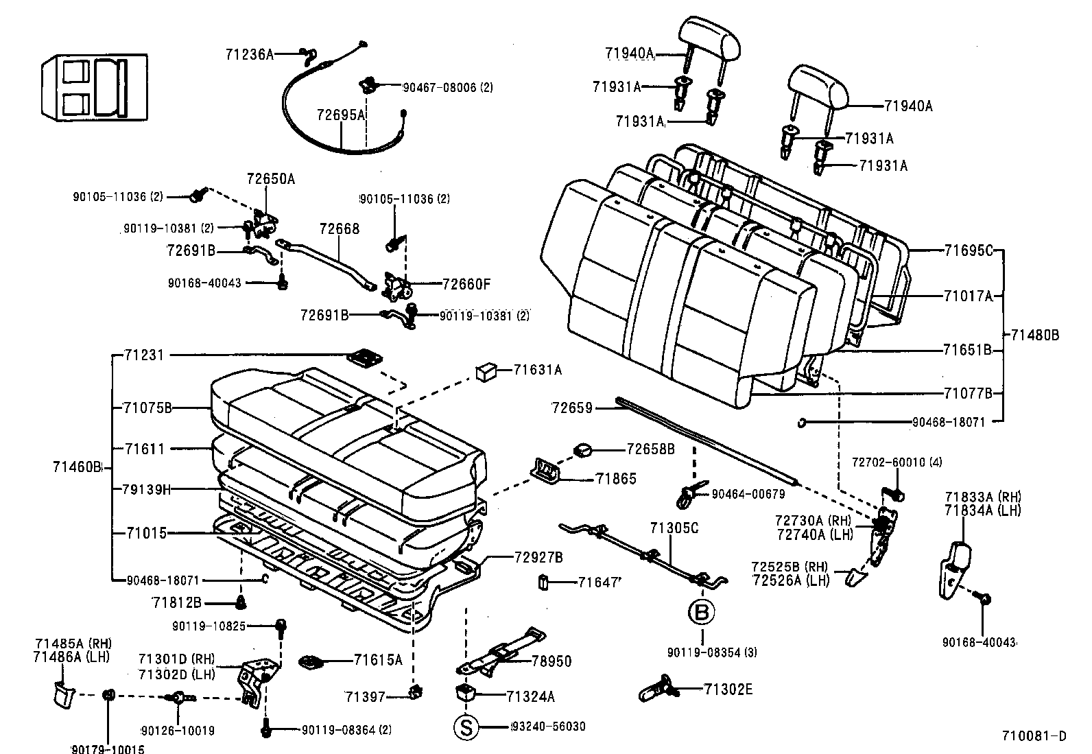 71013-60230 SPRING ASSY, FRONT SEAT BACK, RH(FOR SEPARATE TYPE) product image
