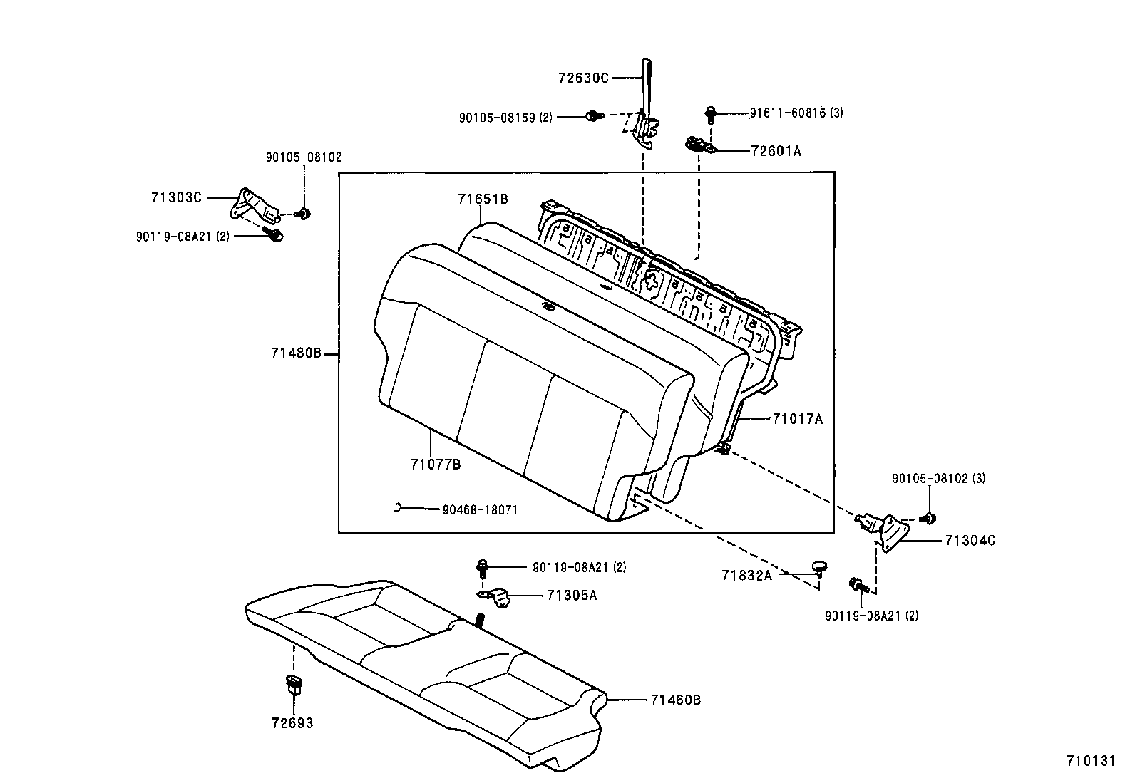 71480-1S280-B0 BACK ASSY, REAR SEAT (FOR BENCH TYPE) product image