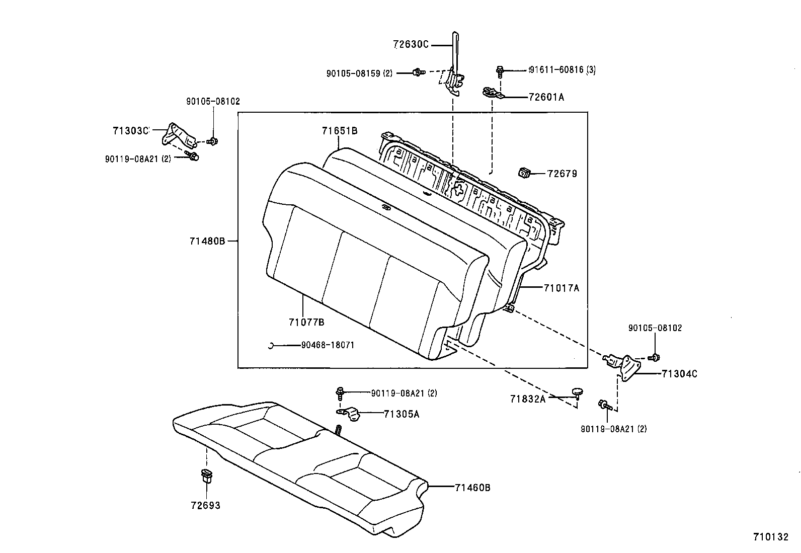 71017-16250 FRAME SUB-ASSY, REAR SEAT BACK product image