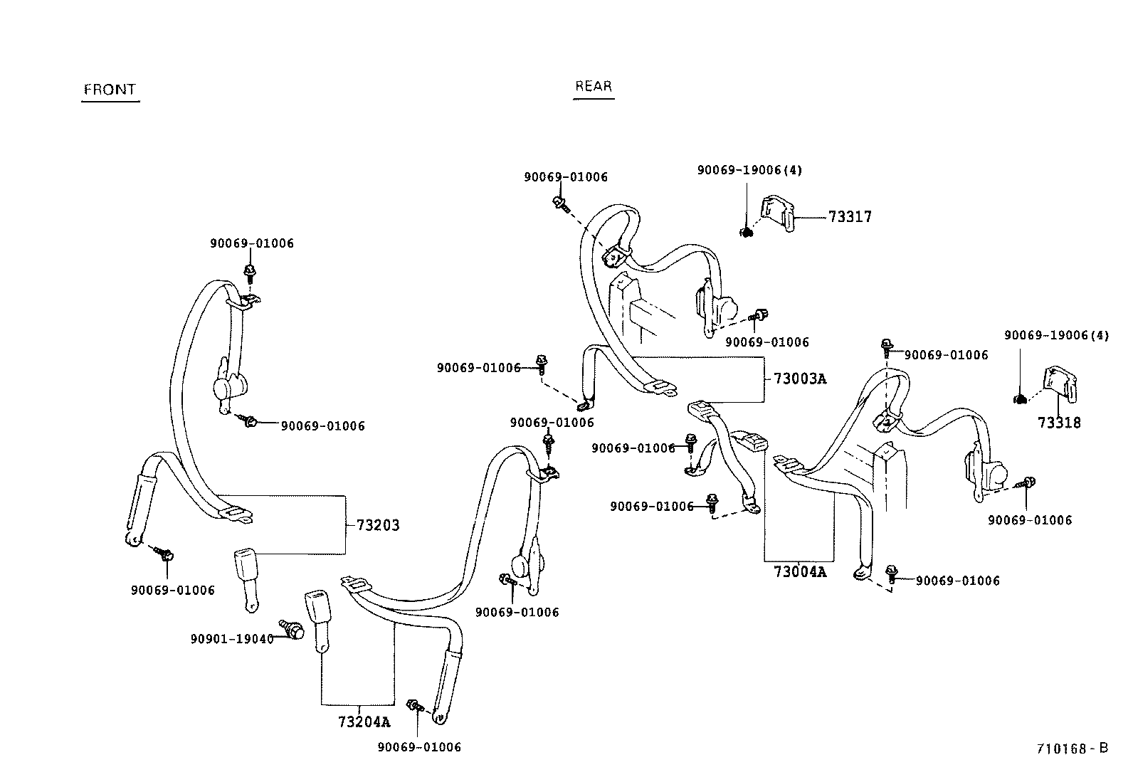 73210-16640-B0 BELT ASSY, FRONT SEAT OUTER, RH product image