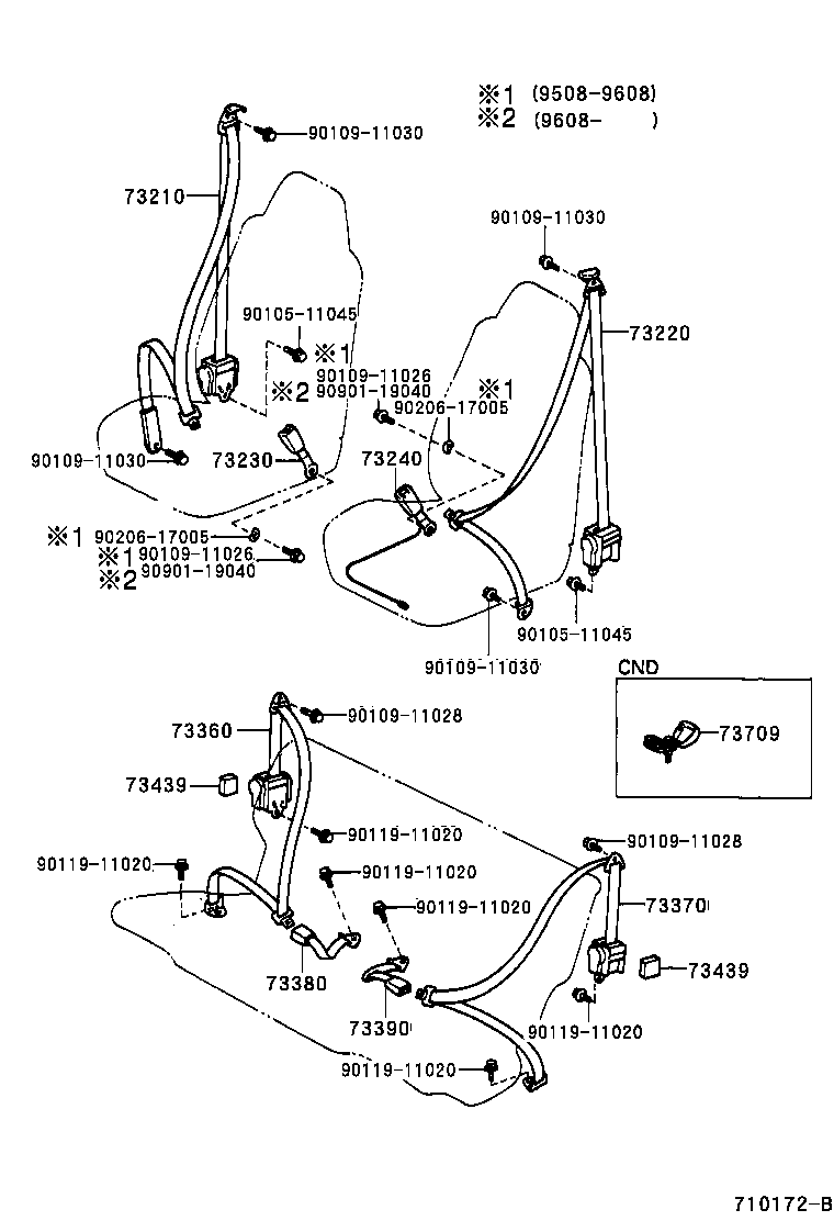 Toyota 73230-16440-B0 BELT ASSY, FRONT SEAT INNER, RH