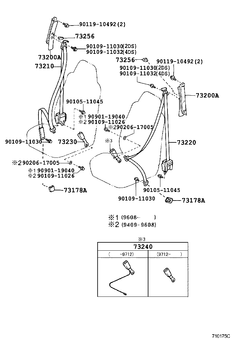 73220-16630-B0 BELT ASSY, FRONT SEAT OUTER, LH product image