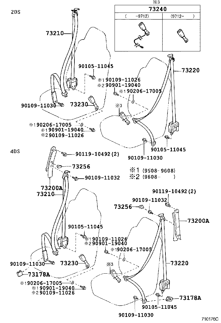 Toyota 73220-16640-B0 BELT ASSY, FRONT SEAT OUTER, LH