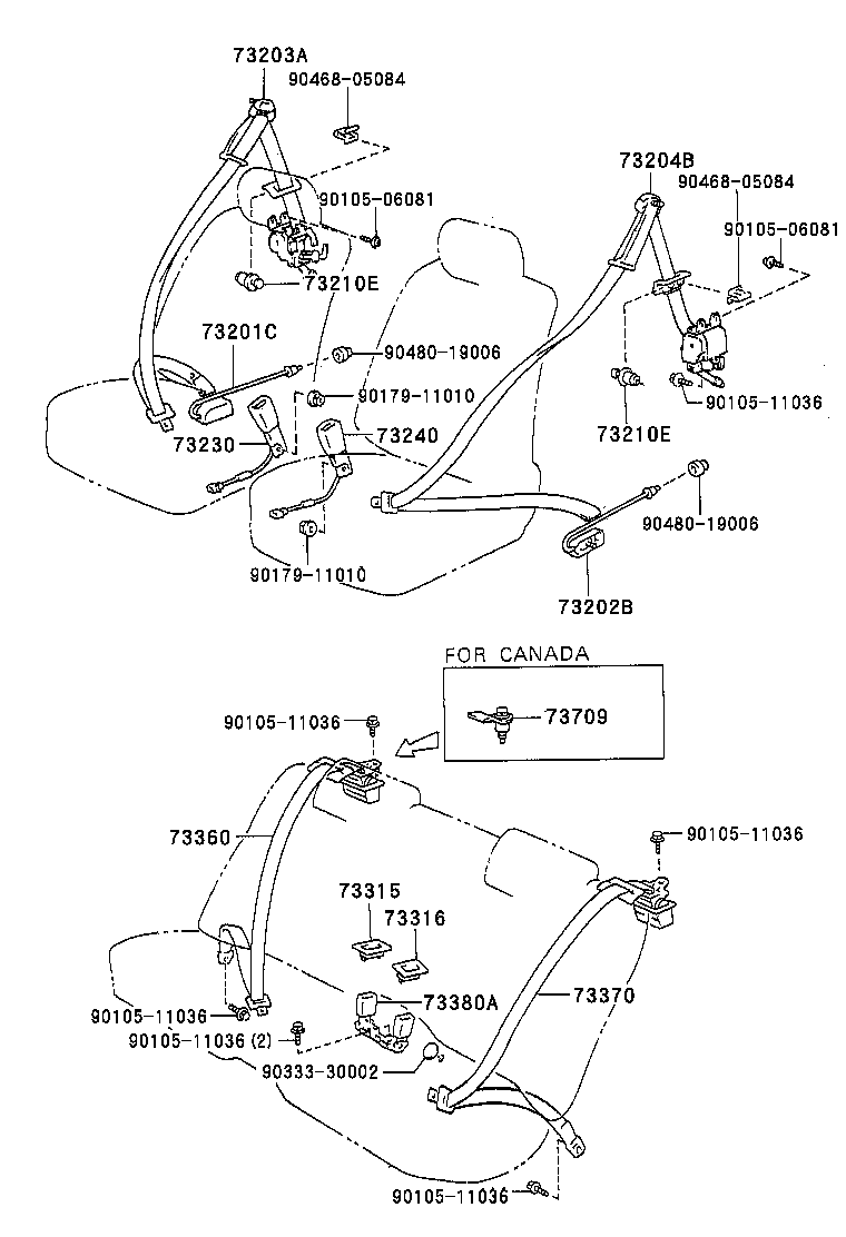 73203-24020-C2 BELT SUB-ASSY, FRONT SEAT, OUTER RH product image