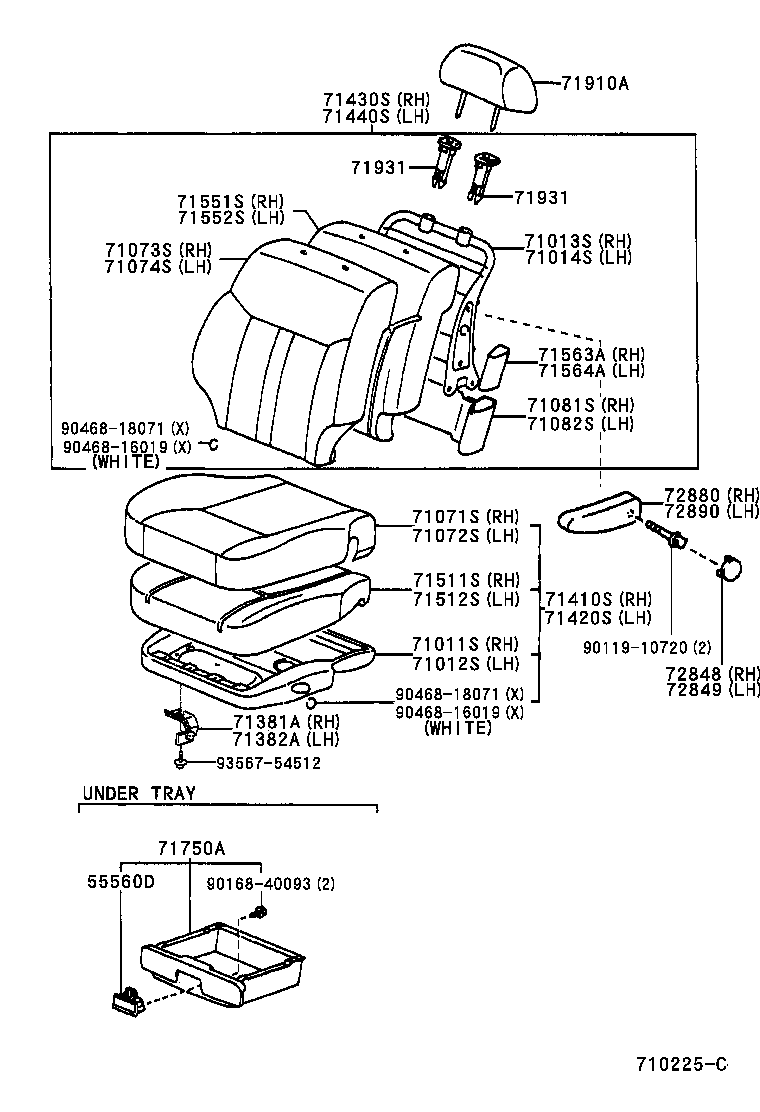 71013-44010 FRAME SUB-ASSY, FRONT SEAT BACK, RH product image