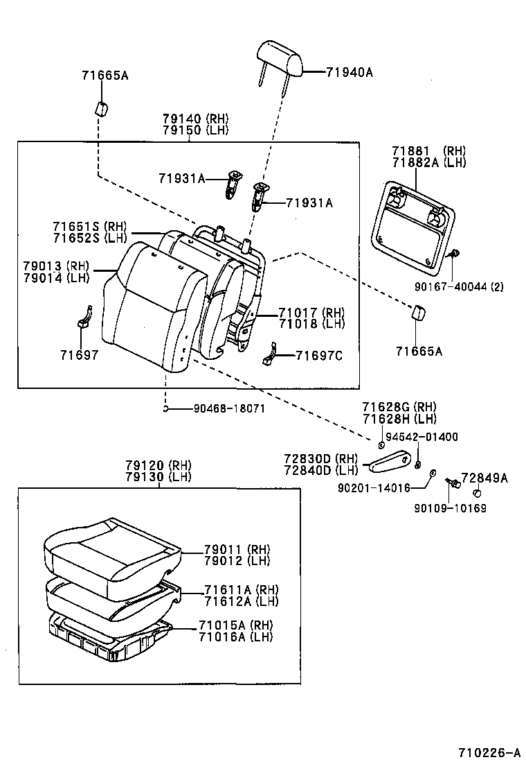 71017-44010 FRAME SUB-ASSY, REAR SEAT BACK, RH product image