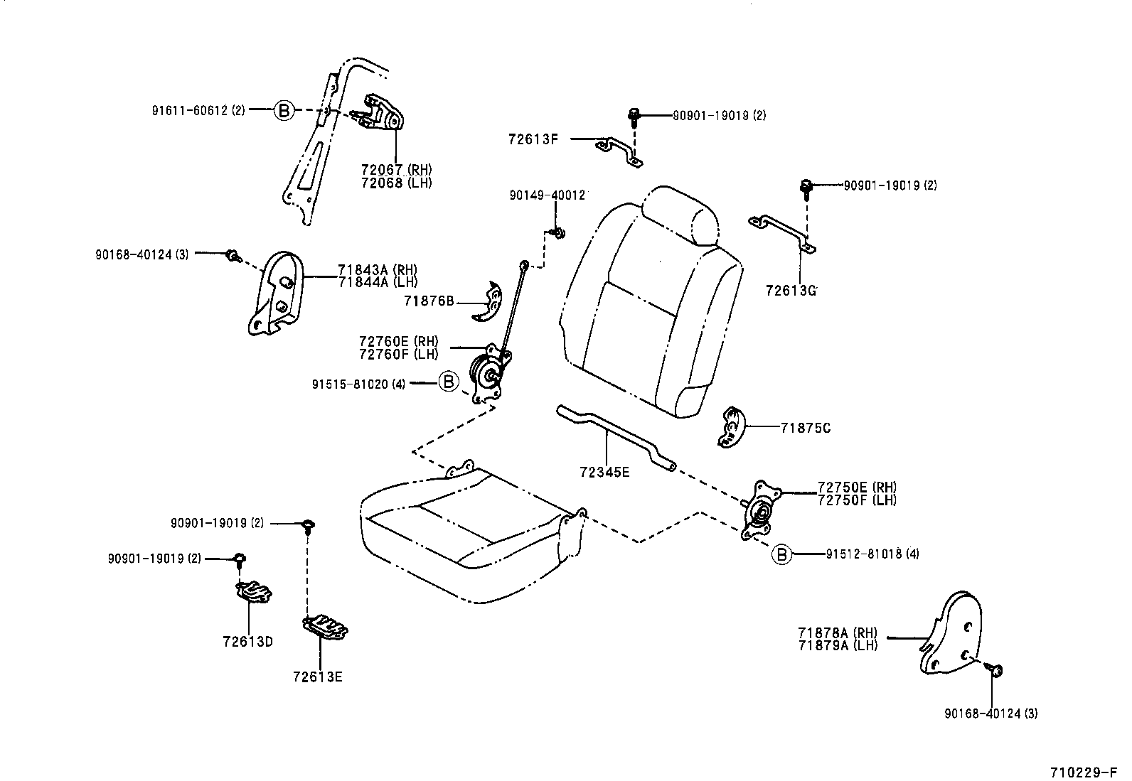 71017-44010 FRAME SUB-ASSY, REAR SEAT BACK, RH product image