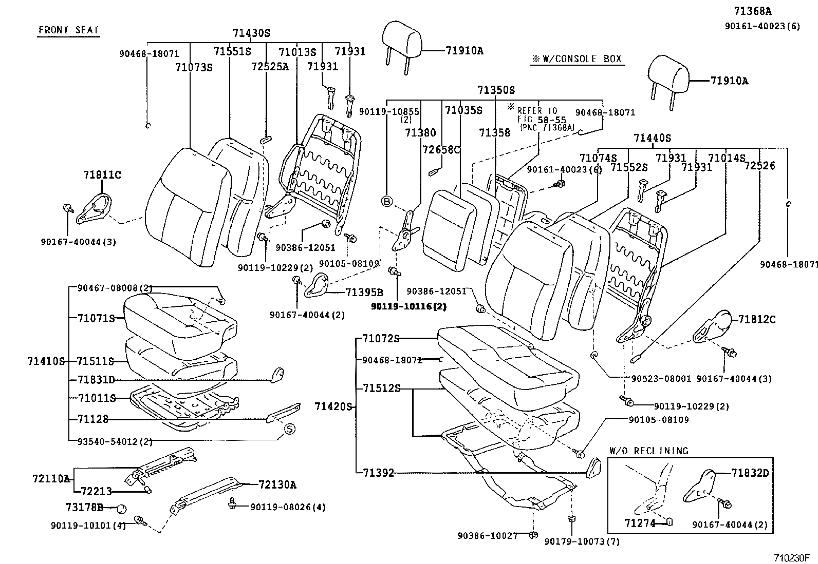 71012-26010 FRAME SUB-ASSY, FRONT SEAT CUSHION, LH product image