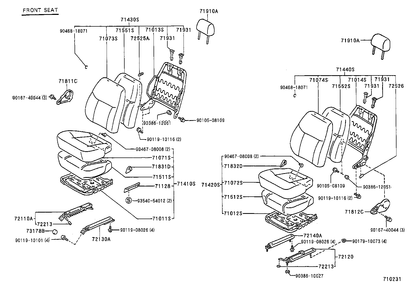 71012-26010 FRAME SUB-ASSY, FRONT SEAT CUSHION, LH product image