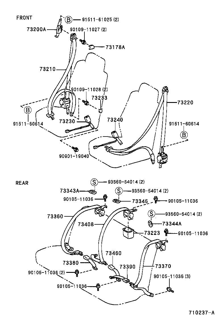 73240-22140-E0 BELT ASSY, FRONT SEAT INNER, LH product image