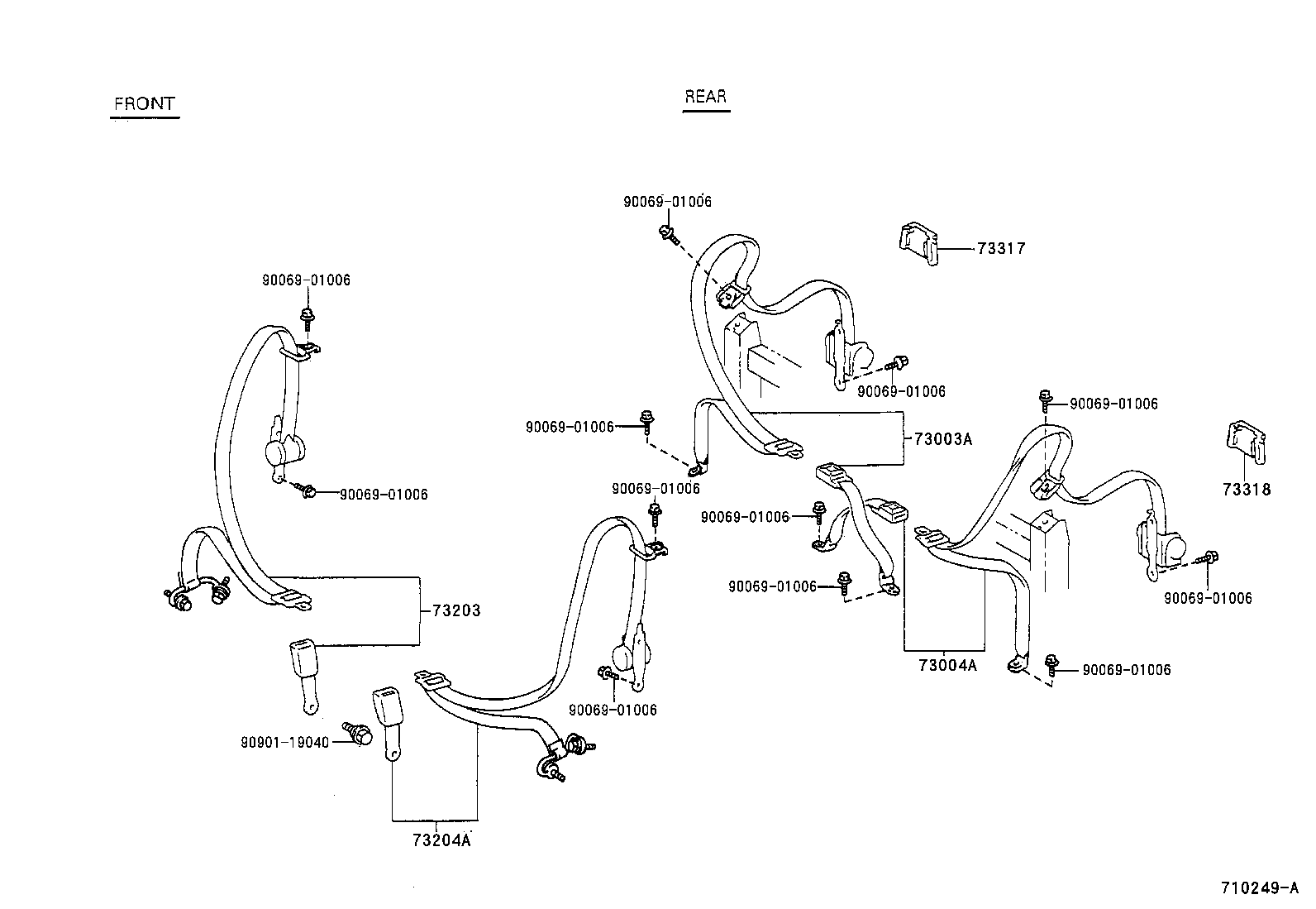 73003-0W070 BELT SET, REAR SEAT 3 POINT TYPE, RH product image