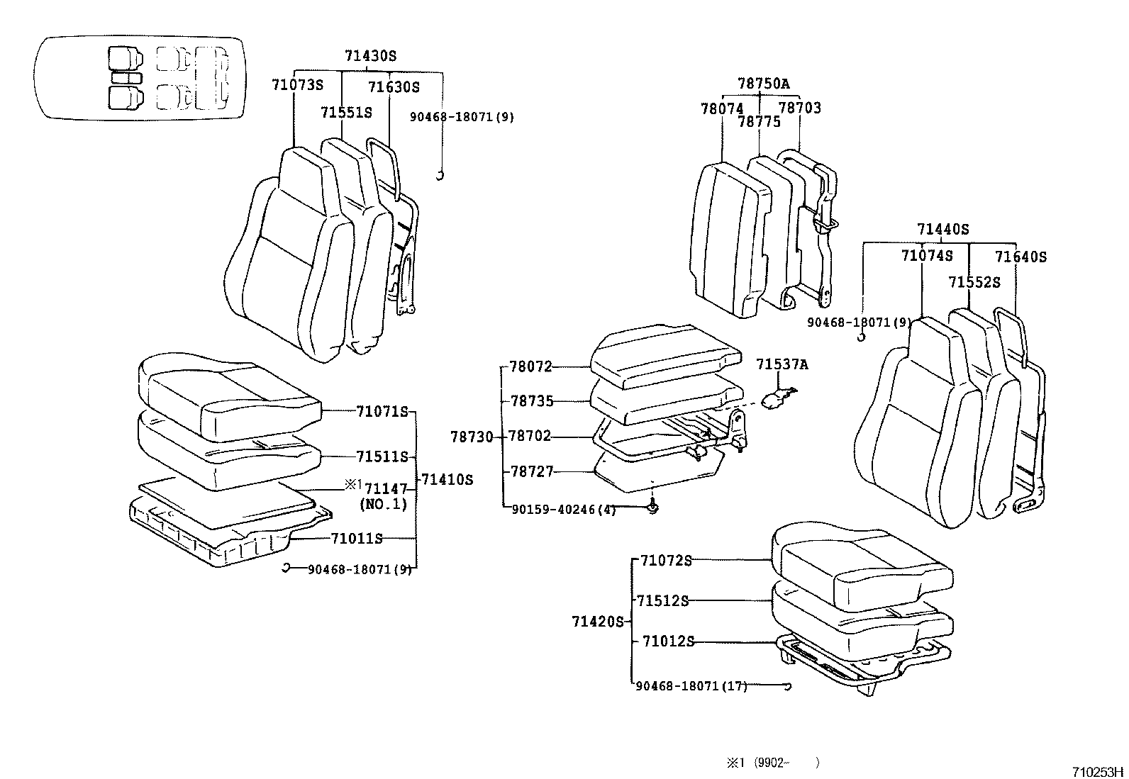 71033-28090 LEG SUB-ASSY, REAR SEAT CUSHION product image