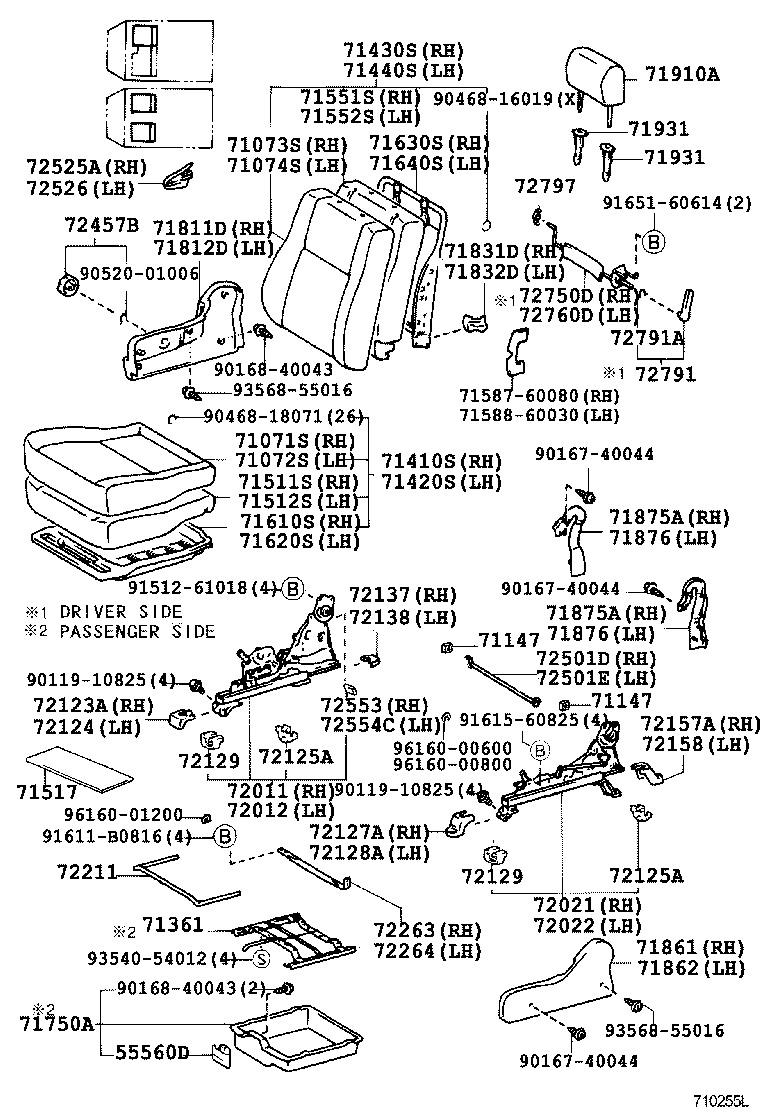 71013-60230 SPRING ASSY, FRONT SEAT BACK, RH(FOR SEPARATE TYPE) product image
