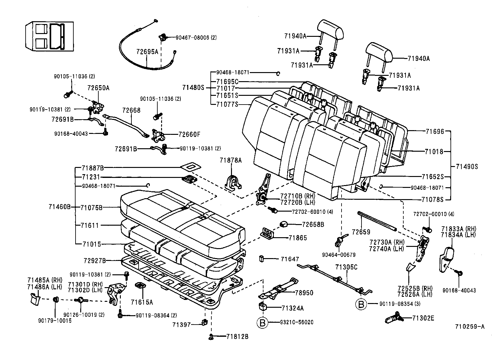 71013-60230 SPRING ASSY, FRONT SEAT BACK, RH(FOR SEPARATE TYPE) product image