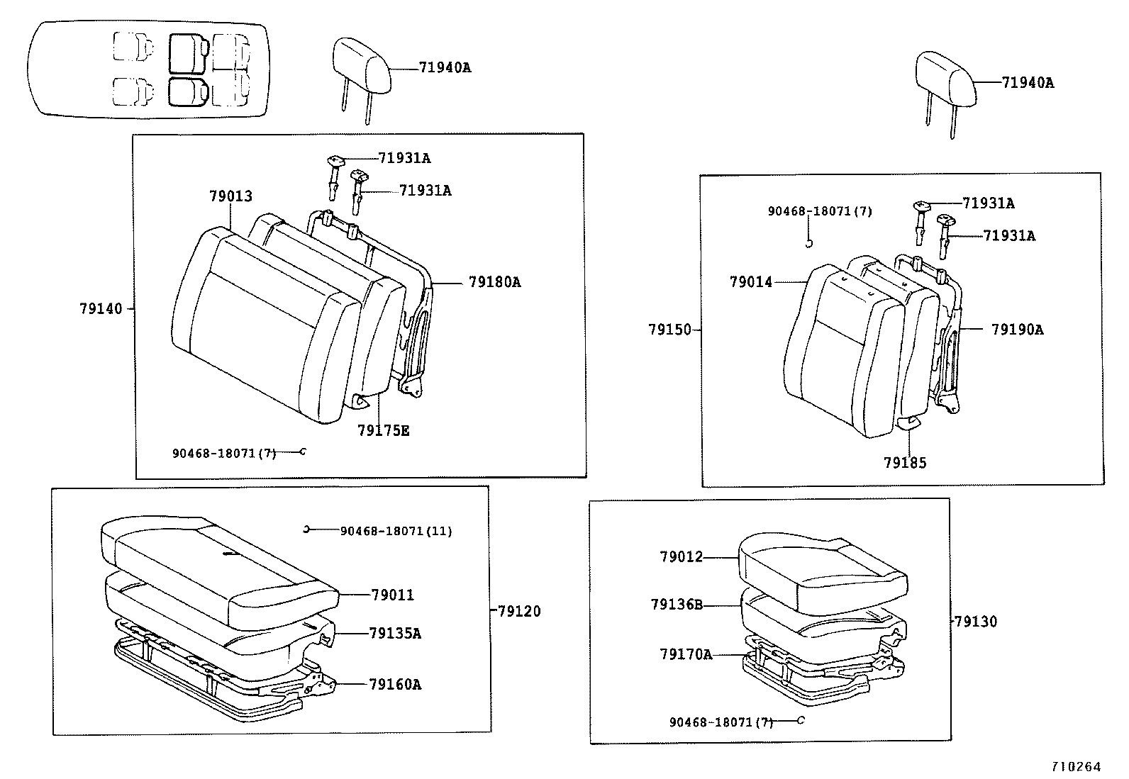 71033-28090 LEG SUB-ASSY, REAR SEAT CUSHION product image