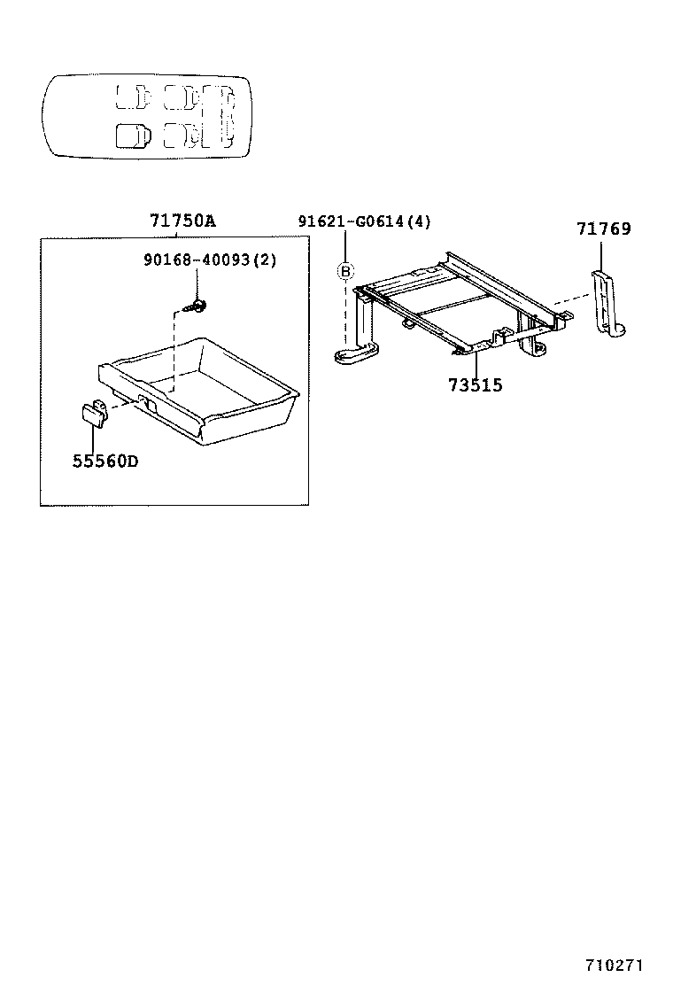 71033-28110 LEG SUB-ASSY, REAR SEAT CUSHION product image