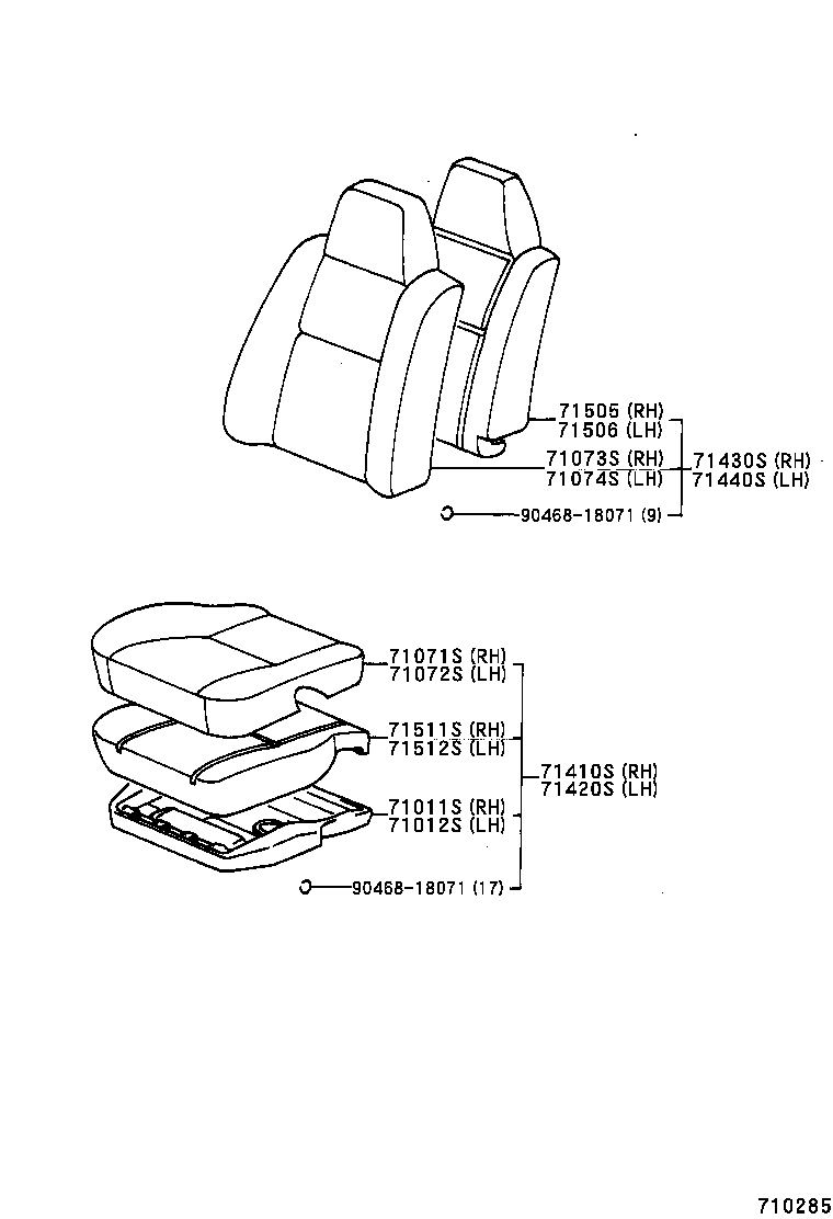 71430-0A130 BACK ASSY, FRONT SEAT, RH(FOR SEPARATE TYPE) product image