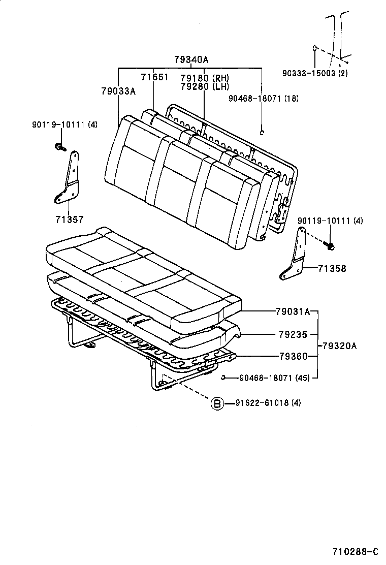71033-28090 LEG SUB-ASSY, REAR SEAT CUSHION product image