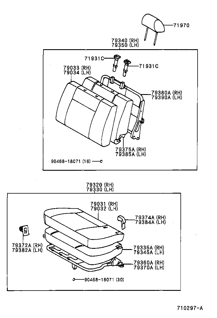 71033-28090 LEG SUB-ASSY, REAR SEAT CUSHION product image